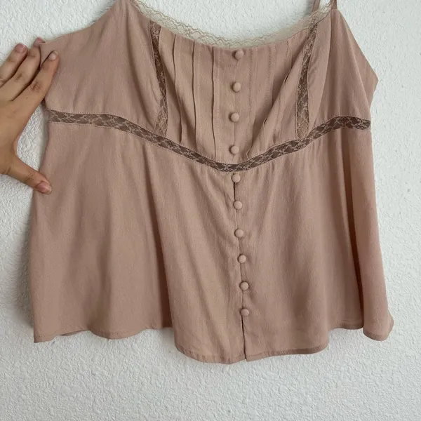 Wild Fable light ballet pink babydoll tank top cami lace button down size M - Image 2