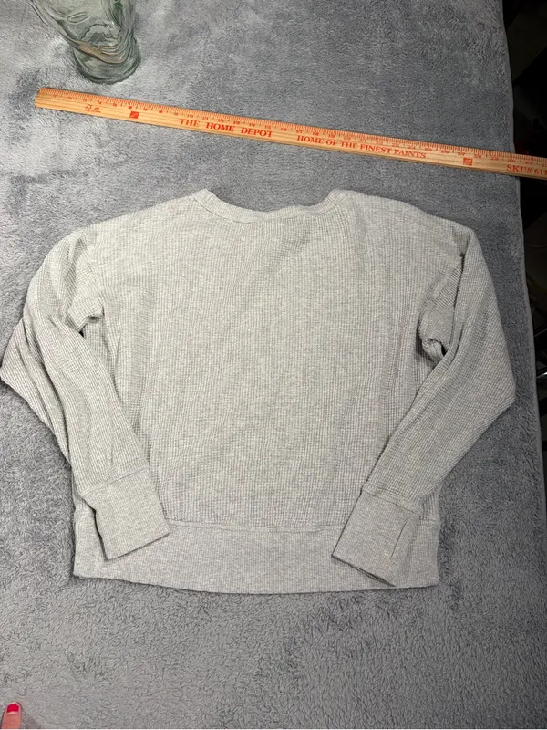 aerie offline Light Gray Ribbed Crewneck long sleeve shirt XXS - Image 4