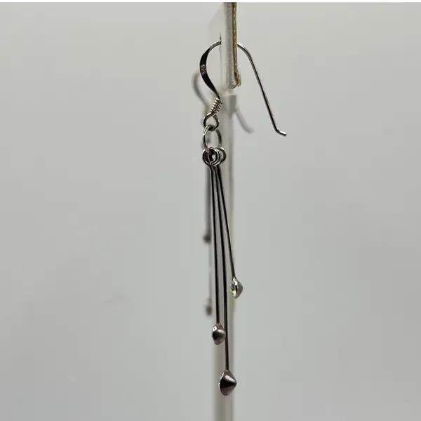 925 Sterling Silver Triple Strand Rhinestone Drop Earrings‎ Linear Tiered Dangle - Image 6