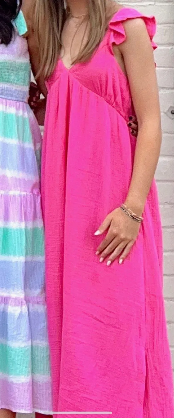 Boutique Pink Gauze Maxi Dress - Image 4