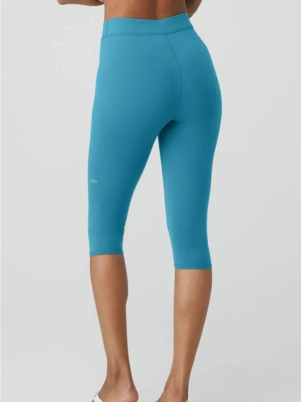 Alo Yoga Women’s Criss Cross Capri Leggings Mid Rise in Blue 6 - Image 2
