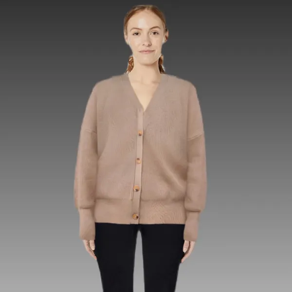 NWT ANRABESS Pink Khaki Oversized Button Up‎ Cardigan Sweater Size Small - Image 4
