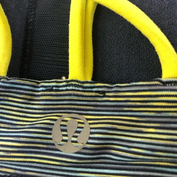 Lululemon Free to Be Bra Wild Sports Padded Strappy Blue Yellow Extra Small - Image 9