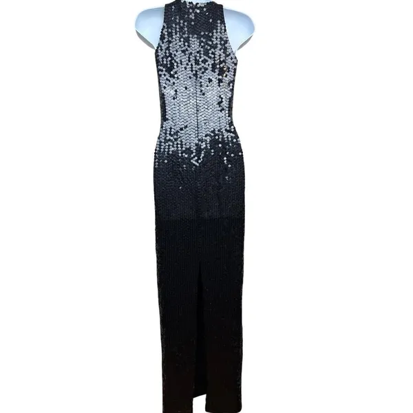 VTG Nightline by Della Roufogali Black Sequin Gown Sz. 4 - Image 3