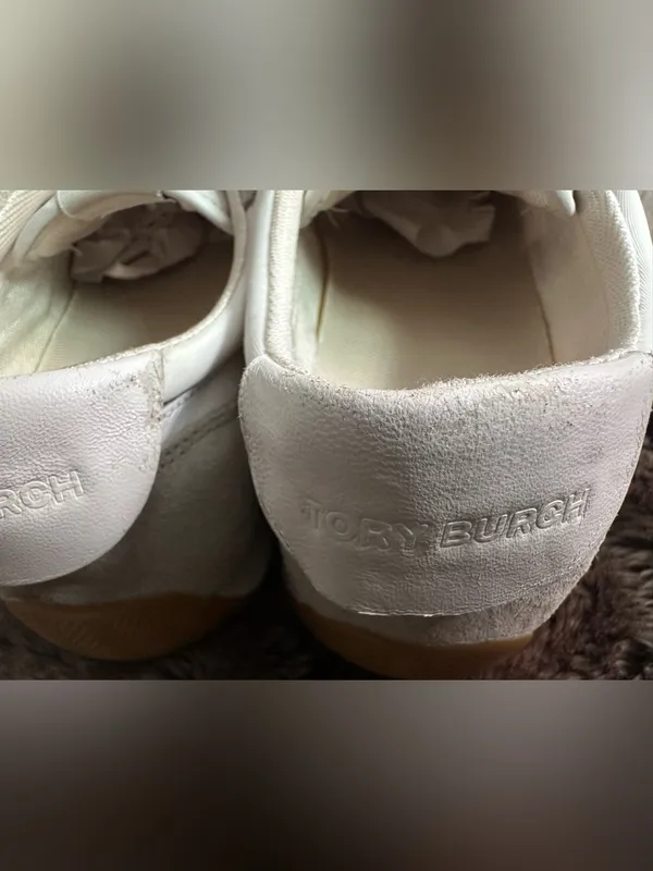 Tory Burch Hank White and Beige Suede Retro Runner Sneaker - Image 7