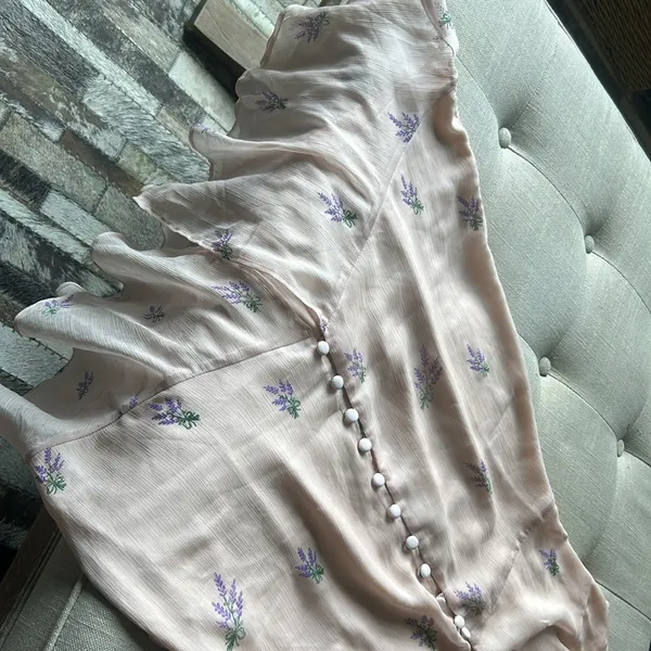 NWT LPA The Label Revolve Pink Ruffle Lavender‎ Floral Maxi Dress Size Medium - Image 5