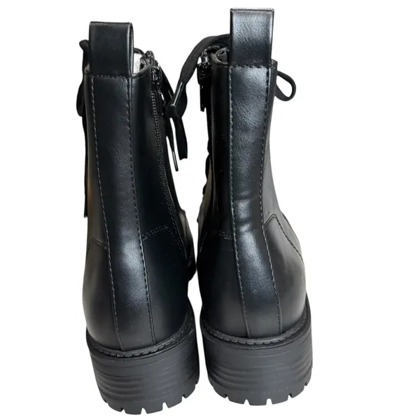 Soda Combat Ankle Boots Womens 8 Black Faux Leather Lace‎ Up Chunky Y2K Grunge - Image 7