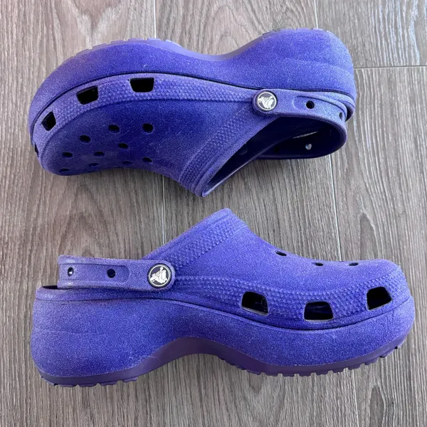 Crocs Classic Platform Clogs Sandals Purple Glitter Women Sz 10 - Image 8