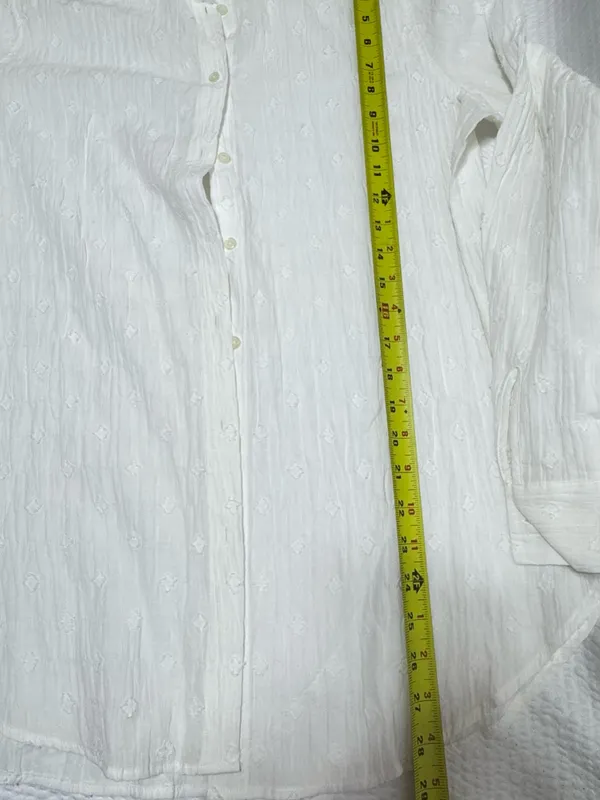 LOFT Cream Textured Button-Down Top - Image 7