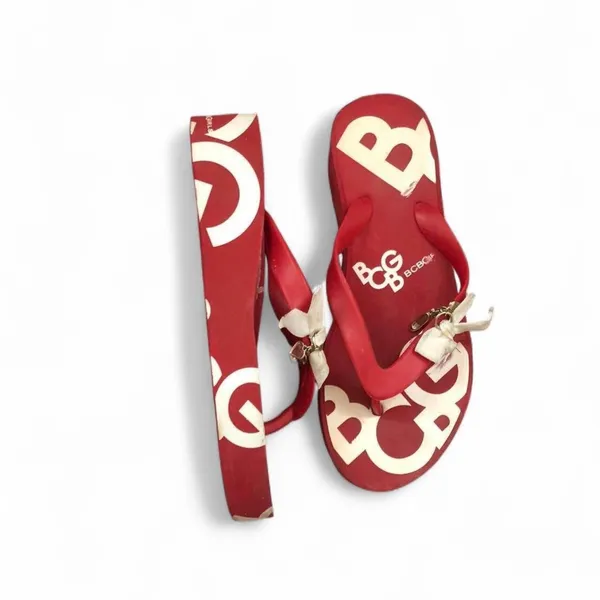 Y2K BCBG Red Mcbling Bimbo Goth Monogram Flip Flop Sandals Shoes Flats Platform Chunky Wedges Lug Sole Thong Slippers Ribbon Bow #Festival #Vacation #Fairycore #Whimsygoth #Scene Grunge Measurement in pics - Image 3