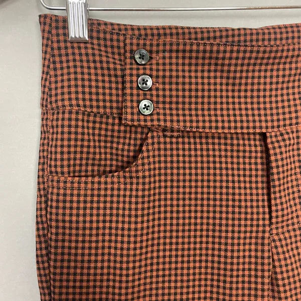 Urban Outfitters Pants‎ Gingham Plaid Black Brown Flared Leg Size 2 Preppy Retro - Image 14