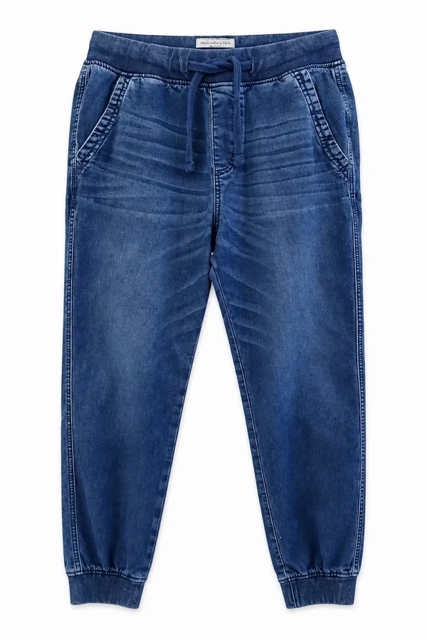 Abercrombie & Fitch Womens M Denim Jogger Jeans Blue Drawstring Stretch - Image 2