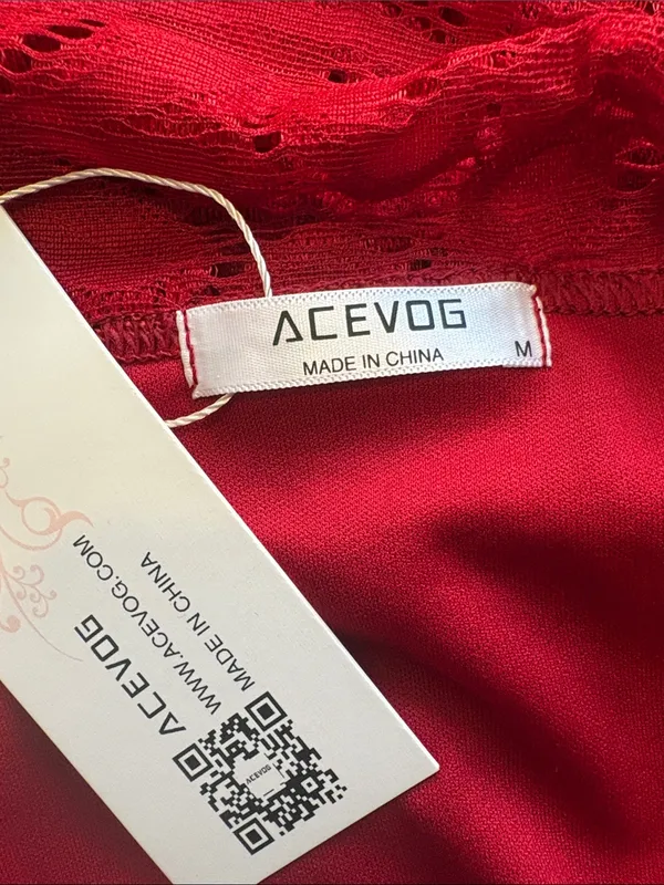 NEW ACEVOG Size Medium Off-Shoulder Red Lace Sheath Dress NWT - Image 3