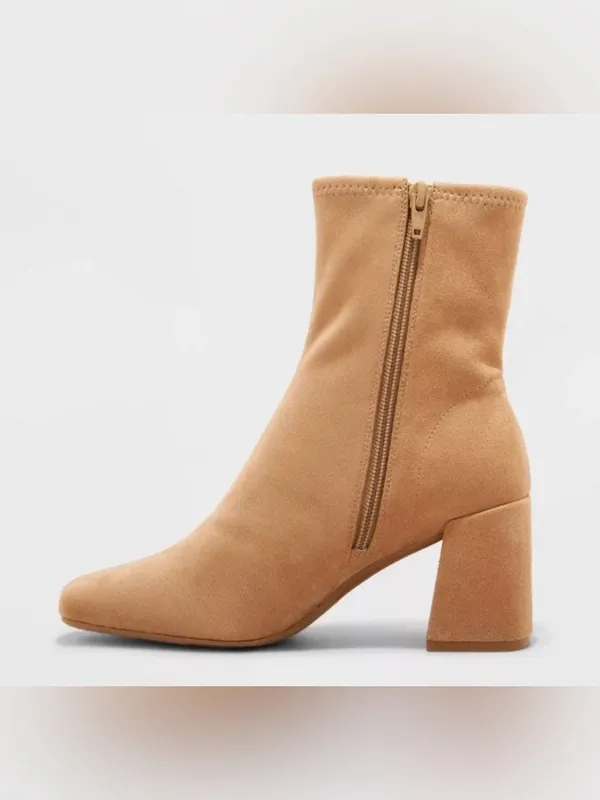 a new day Tan Block Heel Faux Suede Ankle Booties Size 9.5 - Image 6
