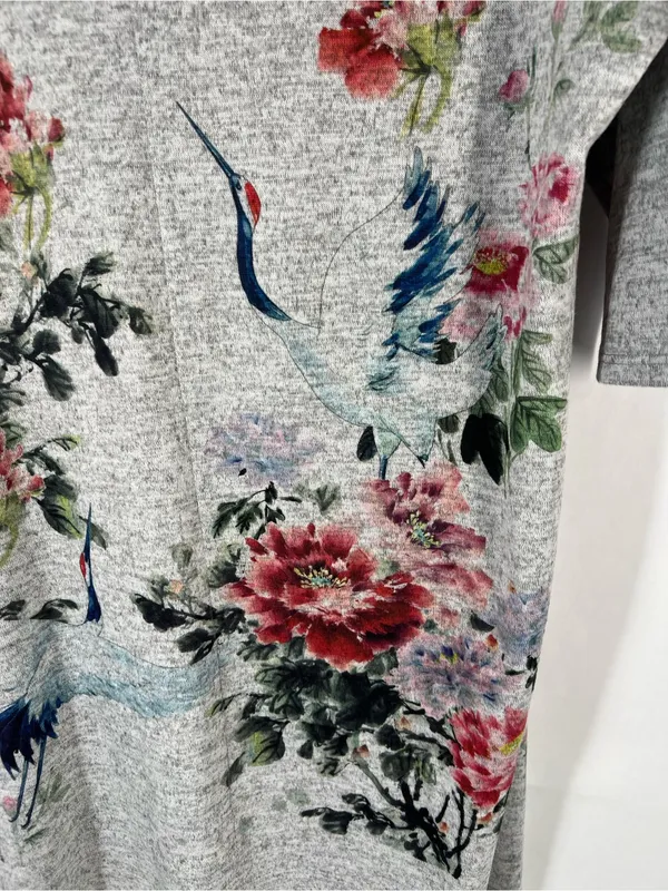 Ginger‎ G Floral Crane Print Soft Knit Open Front Cardigan Size S - Image 10