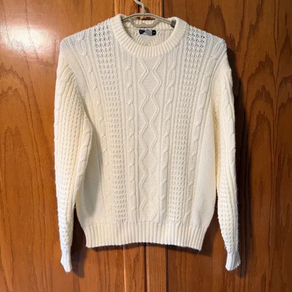 Vintage Colin St. Marx Cream Cable Knit Sweater Fisherman Large Womens - Image 2