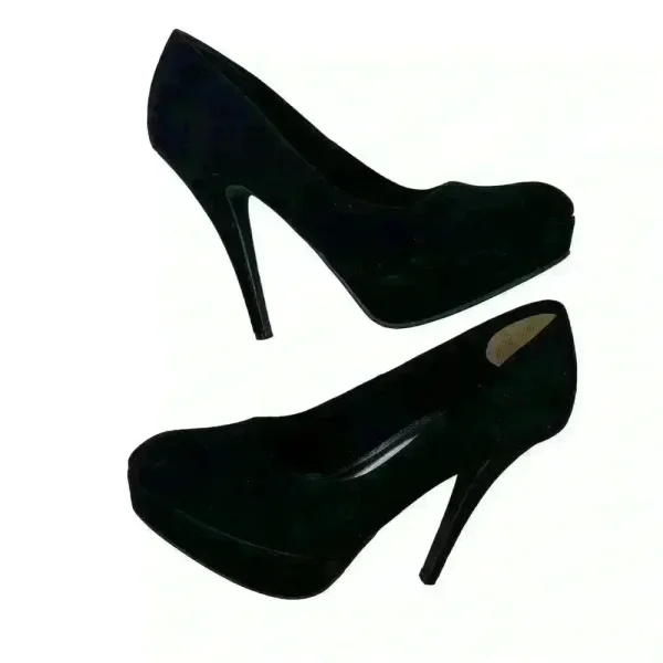 C&M‎ Women's Black Suede Platform Stiletto Heels Size 8.5 Formal - Image 6