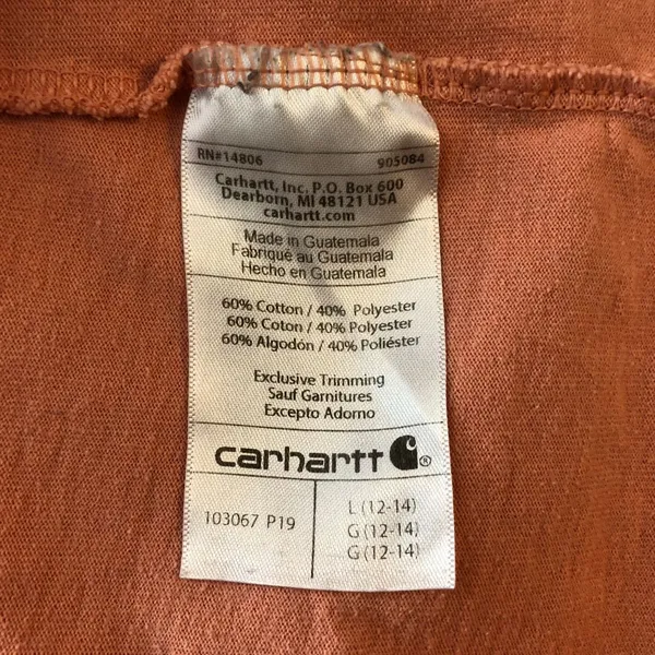 Carhartt Women's Iconic K87 Pocket T-Shirt Loose Fit Short Sleeve Pink L 12-14 - Image 4