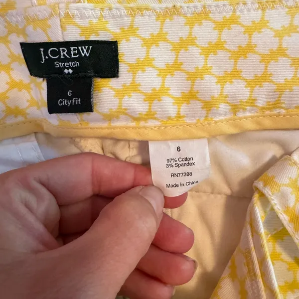 J. Crew Yellow White City‎ Fit Stretch Cropped Pant Womens size 6 - Image 8
