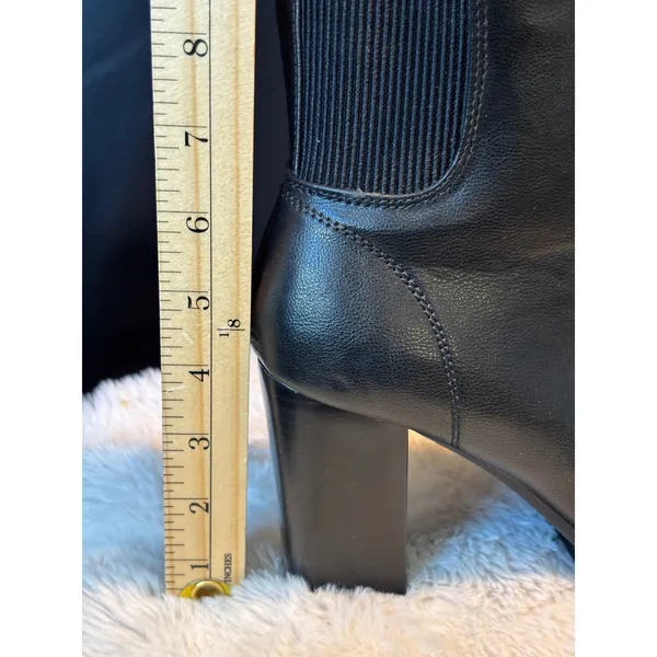 Black Lace Up Block Heel Ankle Boots Lug Sole Side Zip Booties PILATE-13 7.5 - Image 4