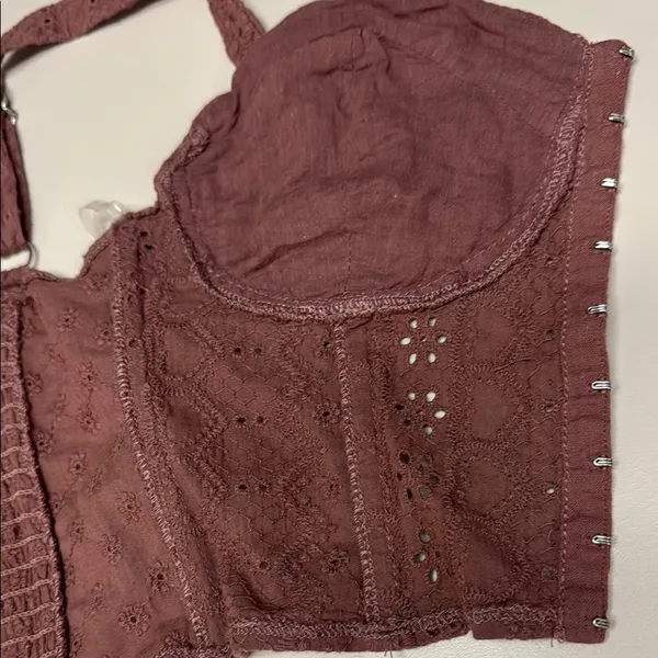 Brown RSQ Eyelet Lace Brown Women's Corset Crop Size Small - Image 6