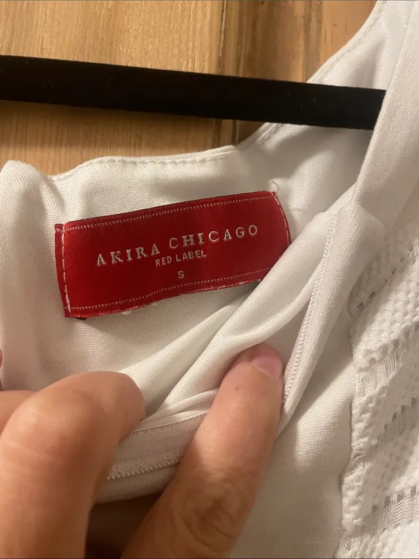 AKIRA Chicago Red Label White Textured Fit & Flare Mini Dress Size S - Image 2