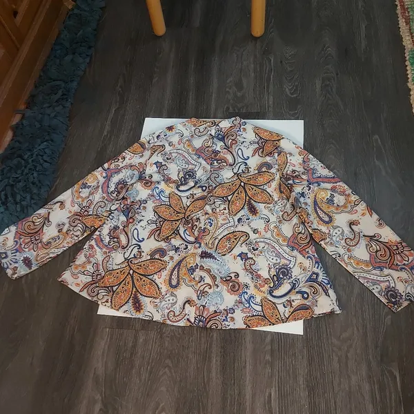 SHEIN Curve Floral V-Neck Paisley Print Blouse 2XL Plus Boho Dopamine 70s Look - Image 2