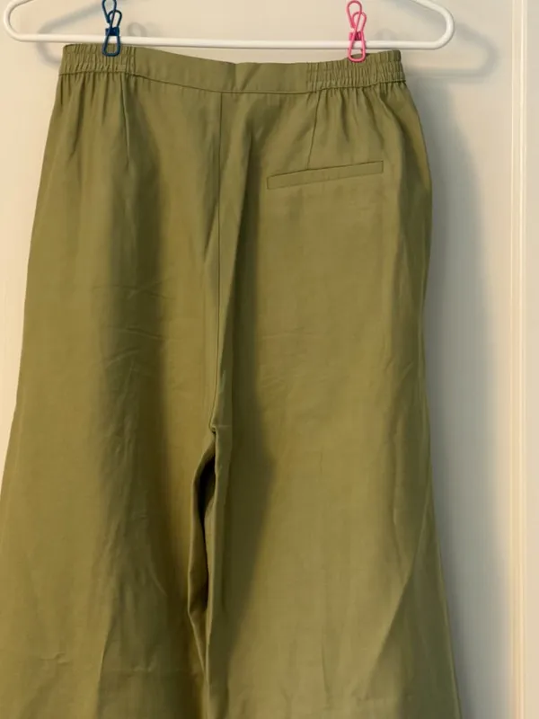 Mon Renn scenic pant olive size small wide leg pleated quiet luxury resort - Image 6