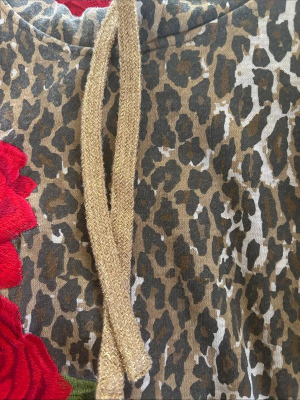 Ariat x Rodeo Quincy Hoodie XL Leopard Print Camo & Embroidered Rose Logo Sleeve - Image 11