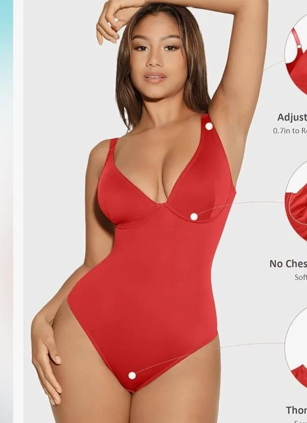 FeelinGirl Tummy Control Shapewear Bodysuits for Women Body Suits Deep V - Image 3