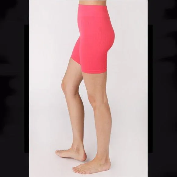 NIKIBIKI High Waisted Hot Pink Biker Shorts with Ribbing - Image 2