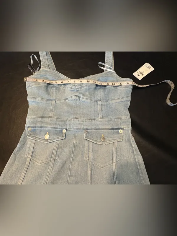 NWT GUESS Lidia Reborn Denim Dress L Light Wash Bustier Bodycon - Image 12