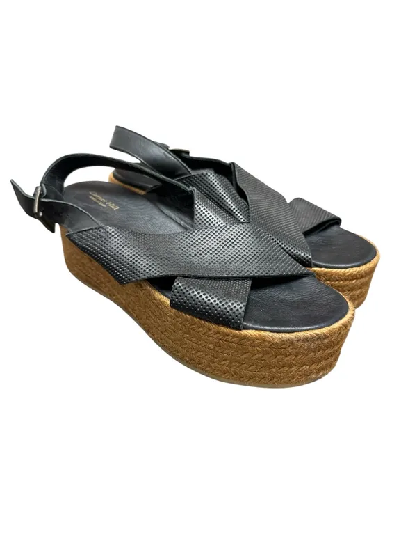Garnet Hill Audrey Platform Espadrilles Crossover Strap Sandals Black 40 US 10 - Image 3