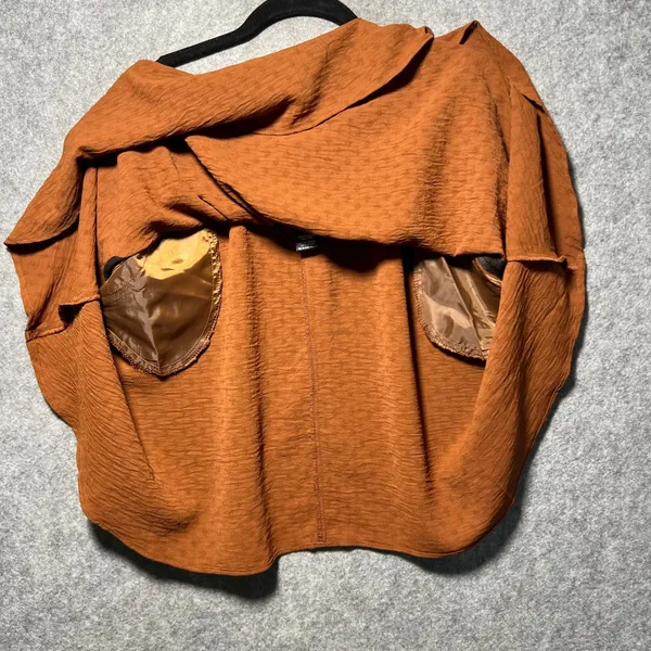 Soho Rust Orange Terracotta Textured‎ Mini Skirt Elastic Waist Pockets M Flowy - Image 4