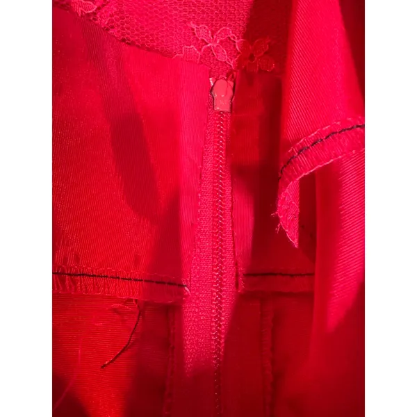 Vintage 80s 90s Red Dress Satin Lace Bow Formal Dance Molly Ringwald Medium Fit - Image 6
