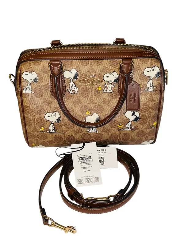 Coach X Peanuts Rowan Satchel with Snoopy Print in Signature Canvas - Image 7