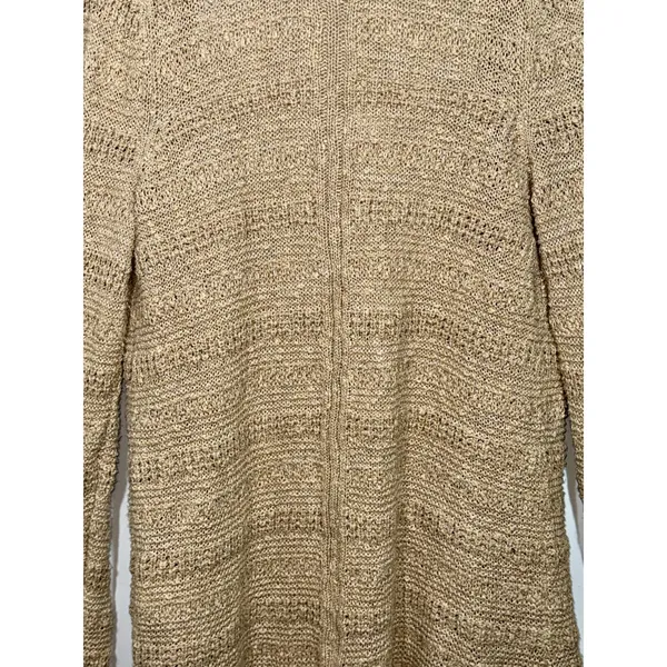 Abercrombie & Fitch Tan Ribbed Knit Pockets Long Sleeve Cardigan Sweater Size S - Image 5