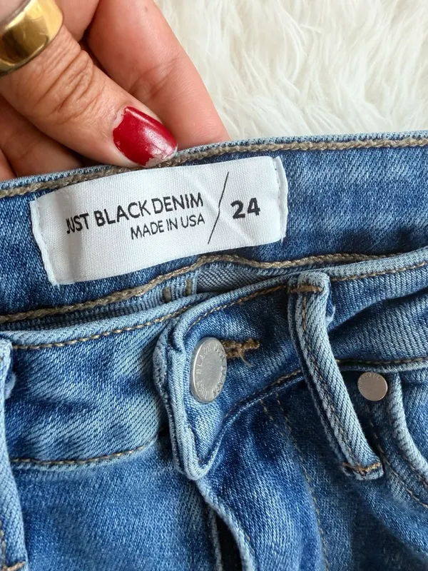 Just Black Denim Women's High Rise Raw Hem Flare Jeans Size 24 - Image 3