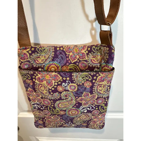 Stone Mountain Quilted Purple Paisley Cotton Crossbody Bag - Image 3