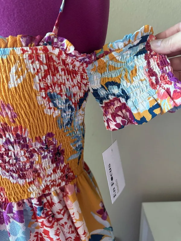 Enfocus Studio Mustard Floral Off-Shoulder Maxi Dress - Image 2