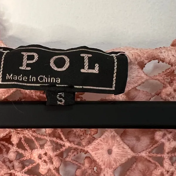 POL Duster Vest Crochet Fringe Trim Hood Size S‎ Dark Blush Pink Boho Rave Indie - Image 2