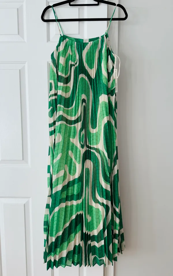 Farm Rio Square Neck Pleated A-Line Maxi Dress, Size M - Image 10