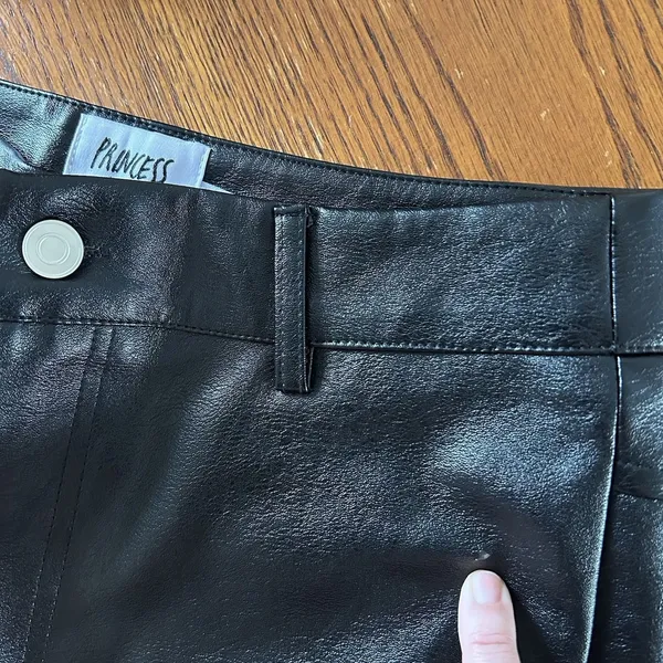 Princess‎ Polly Size 4 Women's Black Mid Rise Faux Leather Pants Straight leg - Image 4