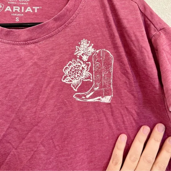 Ariat Rosy Pink Boxy Crop Tee Western Graphic Size S NWOT - Image 2