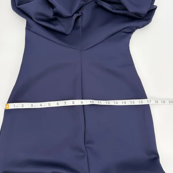 Formal Dress Womens M Navy Blue Boatneck V-back Mermaid Long Maxi Elegant Gown - Image 11