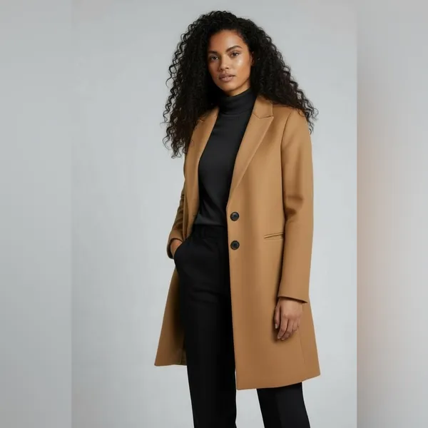 Zara Camel Tan Tailored Longline Coat Blazer Minimalist Chic Small - Image 2