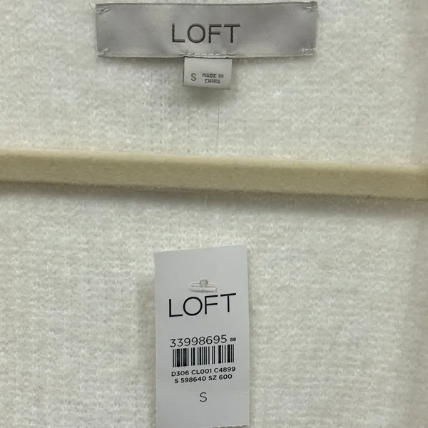 NWT LOFT Rhinestone Buttons Relaxed Fit‎ Knit Cardigan Sweater Small White - Image 5