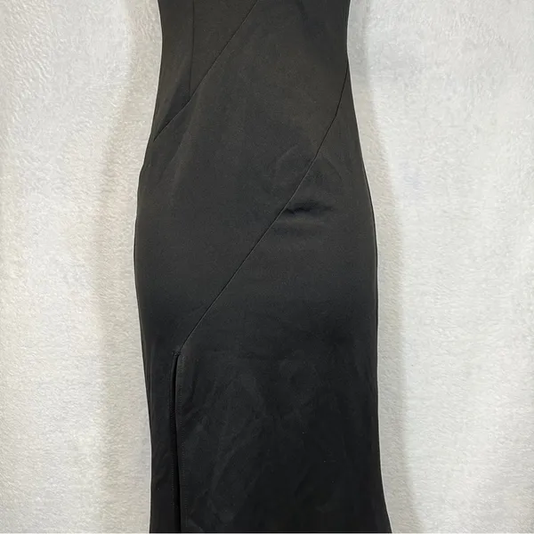 Metisu Black One Shoulder Split Fishtail Mermaid‎ Maxi Dress Size XS - Image 3