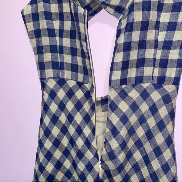 Olivaceous Mini Dress Women Size M Sleeveless Twist Front Cut-Out Gingham Linen - Image 9