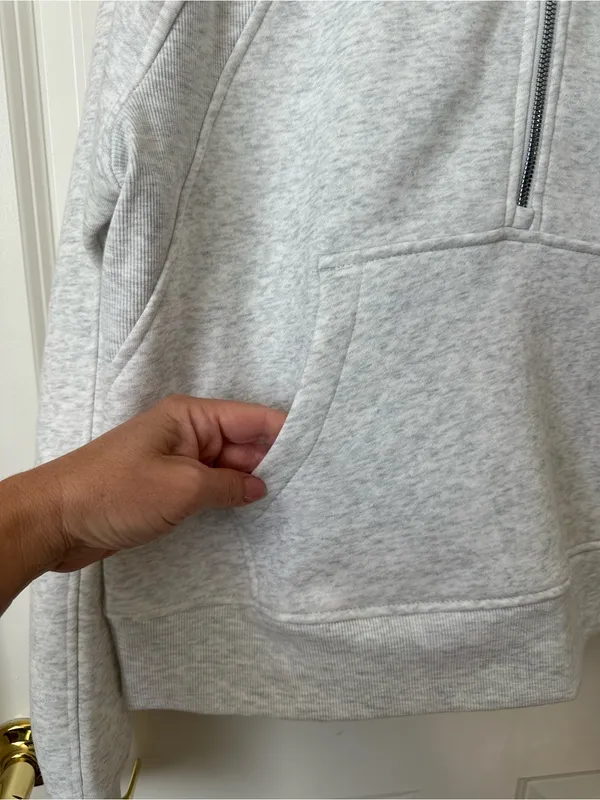 Jockey Grey Women's Mixed Rib Half Zip Pullover Sweatshirt Size L - Image 2